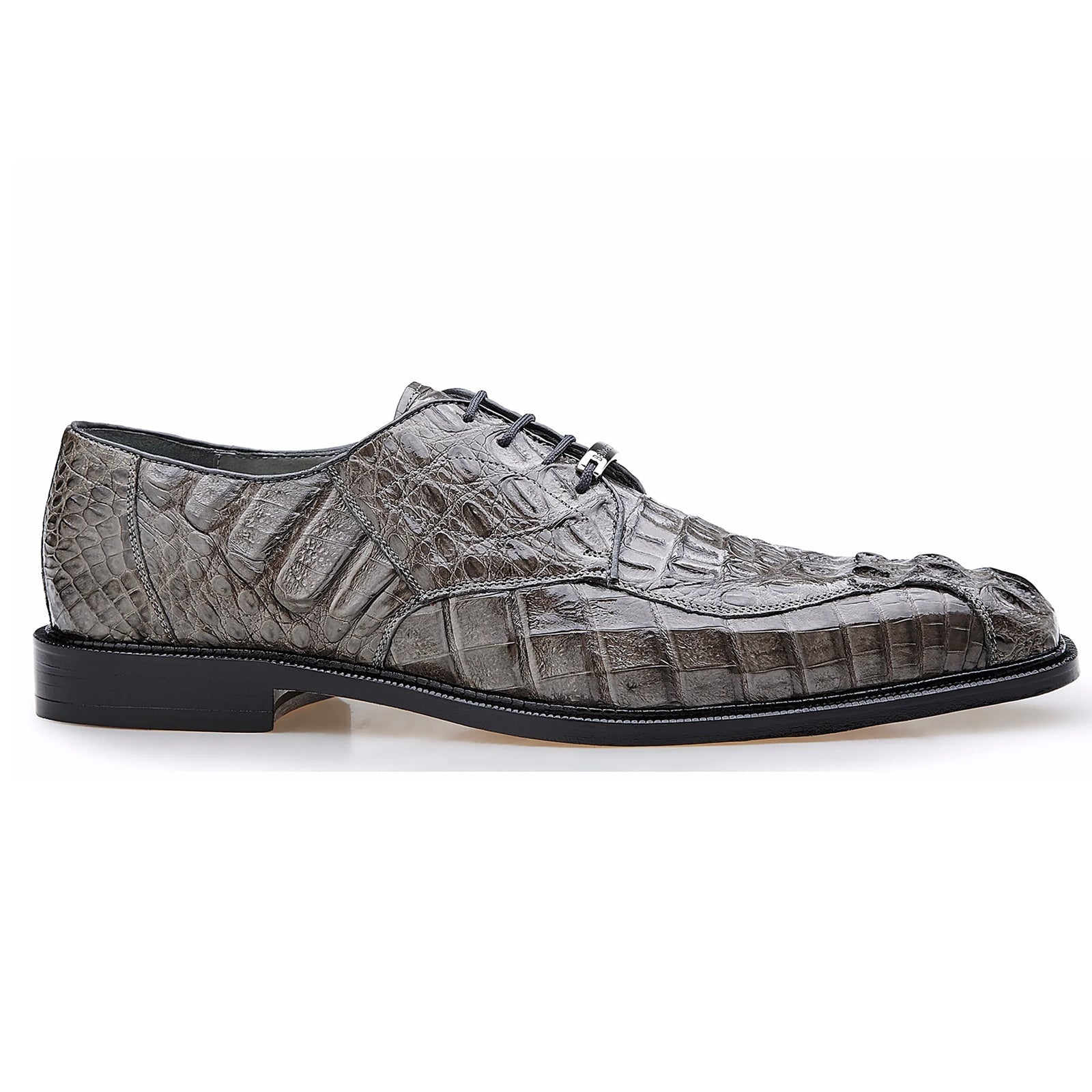 Men's Belvedere Chapo Hornback Caiman Crocodile Dress Shoe in Grey