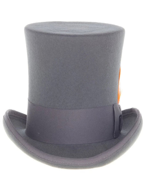 Charcoal Grey Dress Hat 1920s Fedora Style - Men's Tall 100% Wool Dress Top Hat in Charcoal Grey