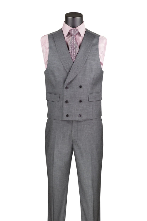 Charcoal Modern Fit 3-Piece Suit with Lapel Vest & Adjustable Pants