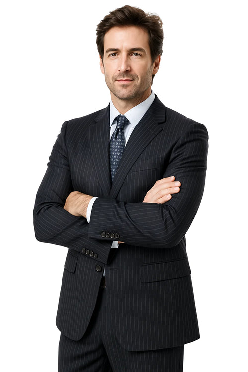 Charcoal Grey 3-Button Classic Fit Men's Suit, 100% Wool