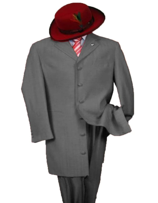 Mens 2PC Classic Long Fashion Charcoal Grey Zoot Suit