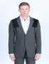 Men's Western Charcoal Suit Sport Coat with Suede Yokes and Elbow Patches