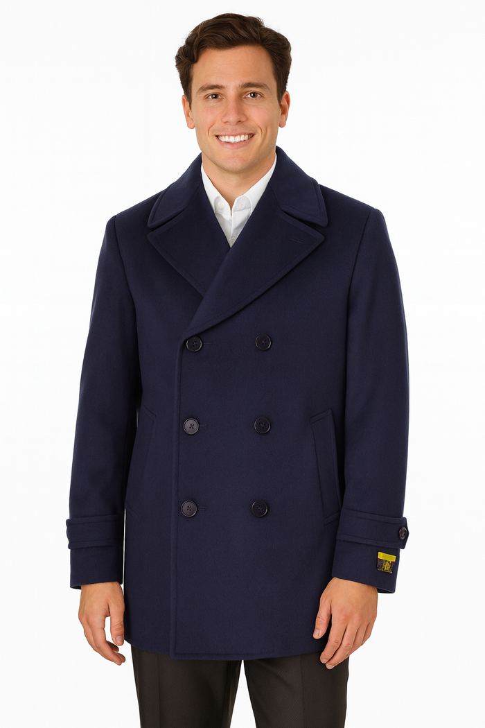 Big & Tall Men's Wool Peacoat â€“ Classic Double Breasted Overcoat
