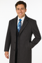 Men's charcoal grey overcoat crafted from a wool-cashmere blend. Features a classic full-length design, structured collar, button closure, and side pockets. Tailored fit, warm & dense fabric.
