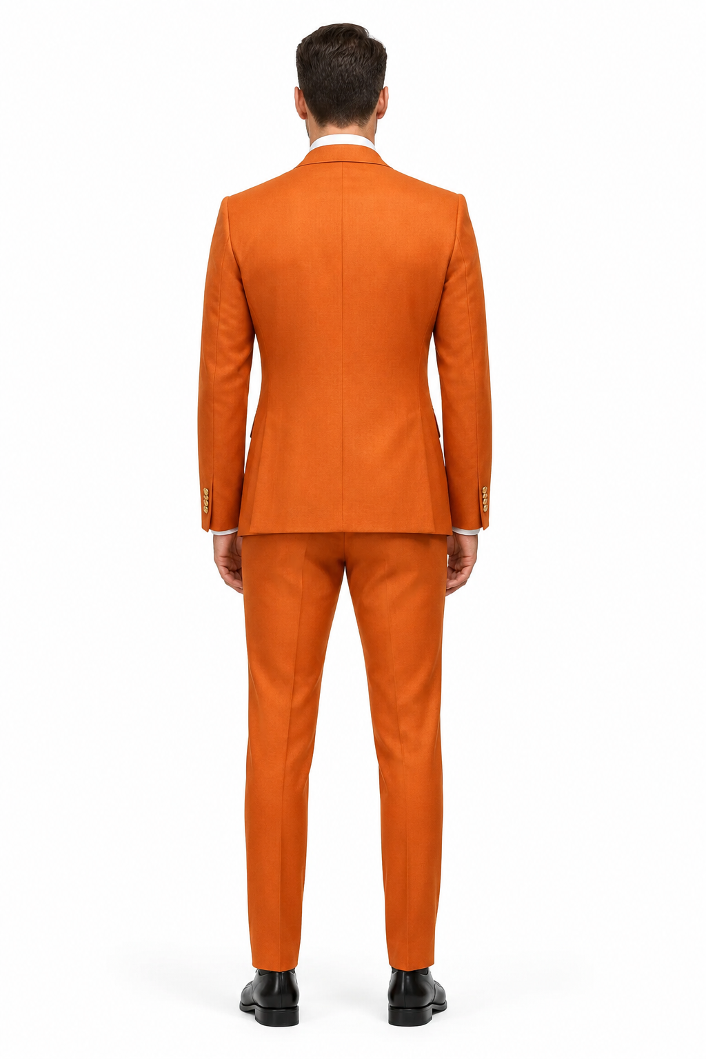 Rossiman Men's Rust Slim Fit Suit â€“ 3-Piece Set with Double-Breasted Vest & Flat Front Pants