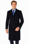 Pure Wool Full-Length Men’s Navy Overcoat – Classic Winter Dress Coat