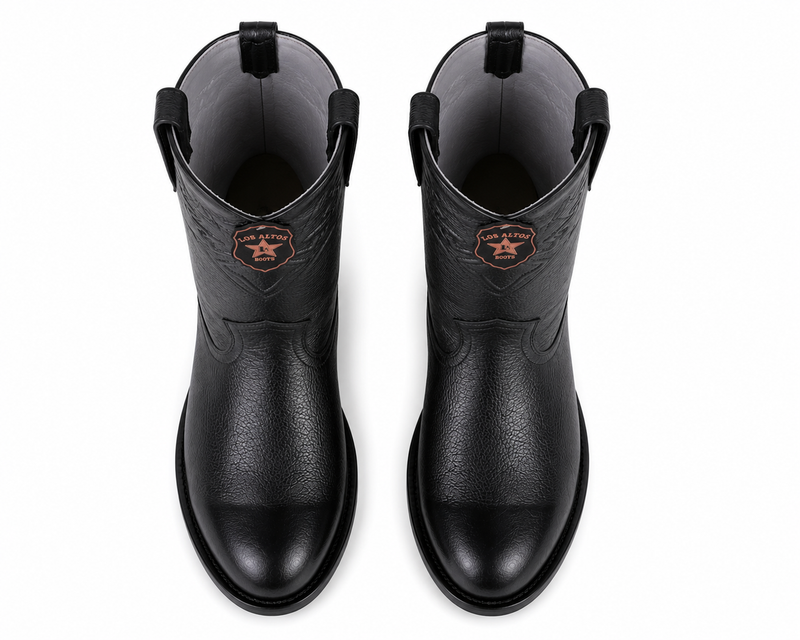 Men's Black Elk Leather Cowboy Boots - Los Altos Roper Dress Boots