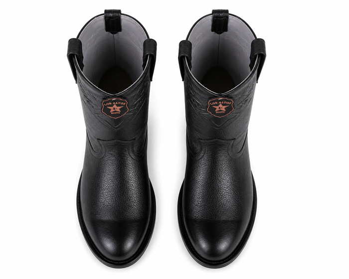 Men's Black Elk Leather Cowboy Boots - Los Altos Roper Dress Boots