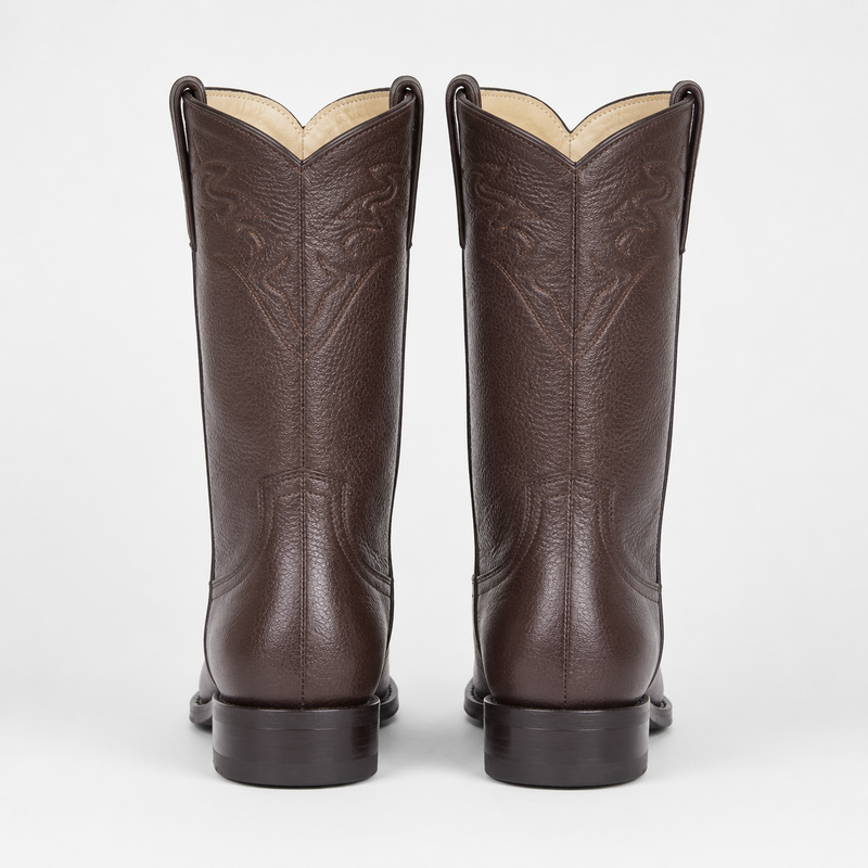 Men's Black Elk Leather Cowboy Boots - Los Altos Roper Dress Boots