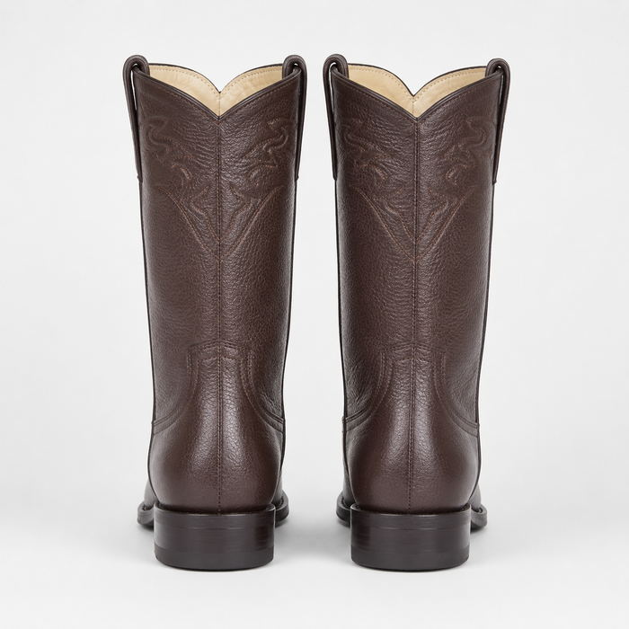 Men's Black Elk Leather Cowboy Boots - Los Altos Roper Dress Boots