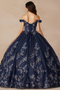 Navy Blue And Gold Quinceanera Dresses | Ball Gown by Juliet 1447