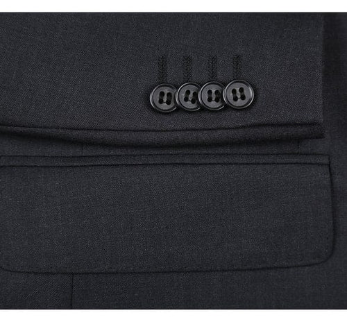 Renoir Clothing - Renoir Suit - Renoir Fashion - Super 140s Wool Two Button Slim Fit Charcoal  Renoir Suit