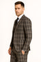 Men's Black and White Plaid Three-Piece Suit – Modern Slim Fit Tuxedo for Church and Business