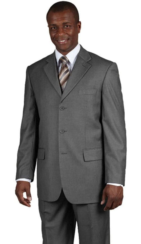 Mens Single Breasted Classic Business Suit Grey Pinstripe Suit - Gray Pinstripe Suit