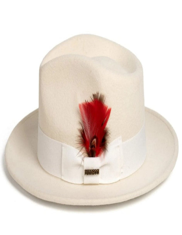 Off White Dress Hat 1920s Fedora Style - Mens Classic Wool Fedora Dress Hat in Off White