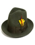 Olive Green Dress Hat 1920s Fedora Style - Mens Classic Wool Fedora Dress Hat in Olive Green