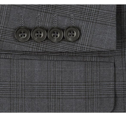 Renoir Clothing - Renoir Suit - Renoir Fashion - Performance 3-piece Classic Fit Grey Windowpane Check Renoir Suit