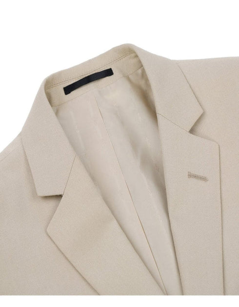 Mens Basic Two Button Classic Fit Suit with Optional Vest in Light Tan Beige Suit