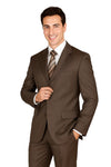 Classic Men's 3-Button Wool Pinstripe Suit in Brown