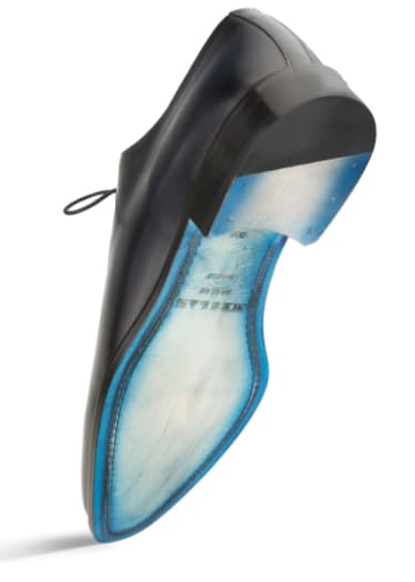 Enterprise Blue Calfskin Balmoral by Mezlan – Elegant Plain Toe Oxford Made in Spain