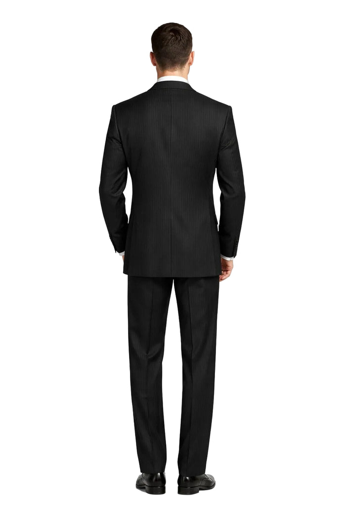Classic Fit Tone on Tone Pinstripe Suit Color Black
