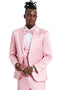 "Dusty Rose Men's Sharkskin Prom 2025 & Wedding Suit - One Button Vested Satin"