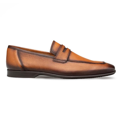 Luxury Mezlan Penny Loafers for Men – Cognac Deerskin Slip-On Dress Shoes