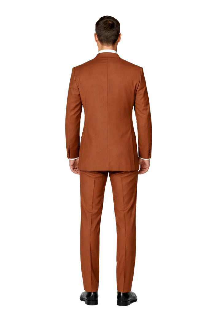 Men's Designer Double Breasted Wool Suit in Copper