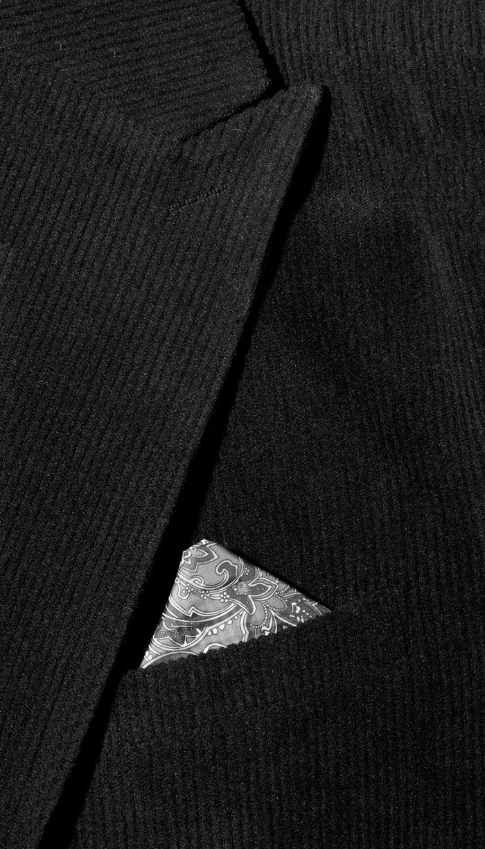 The Cordell Black 2pc Cotton Corduroy Notch Lapel Suit