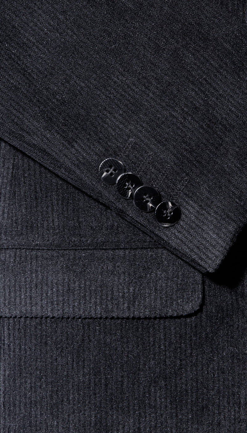 The Cordell Black 2pc Cotton Corduroy Notch Lapel Suit
