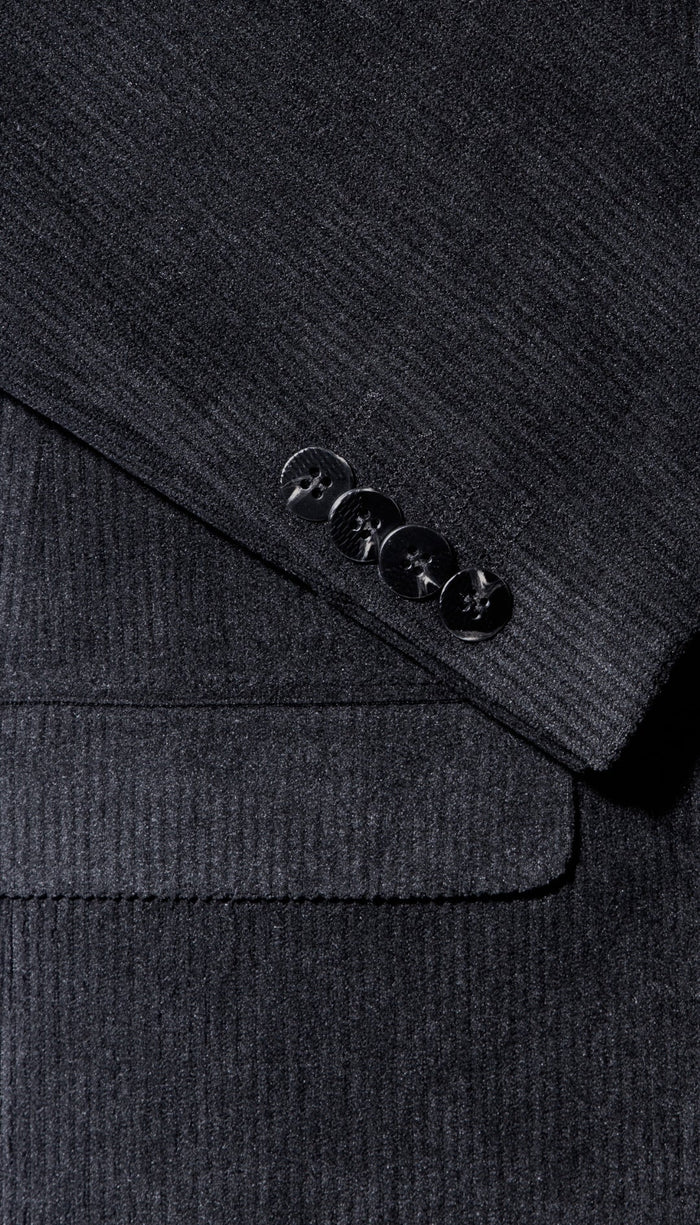 The Cordell Black 2pc Cotton Corduroy Notch Lapel Suit
