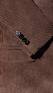 Mens Fall Fabric Cotton corduroy Suit - Winter Jacket and Pants in Color "Brown" - Brown detail view