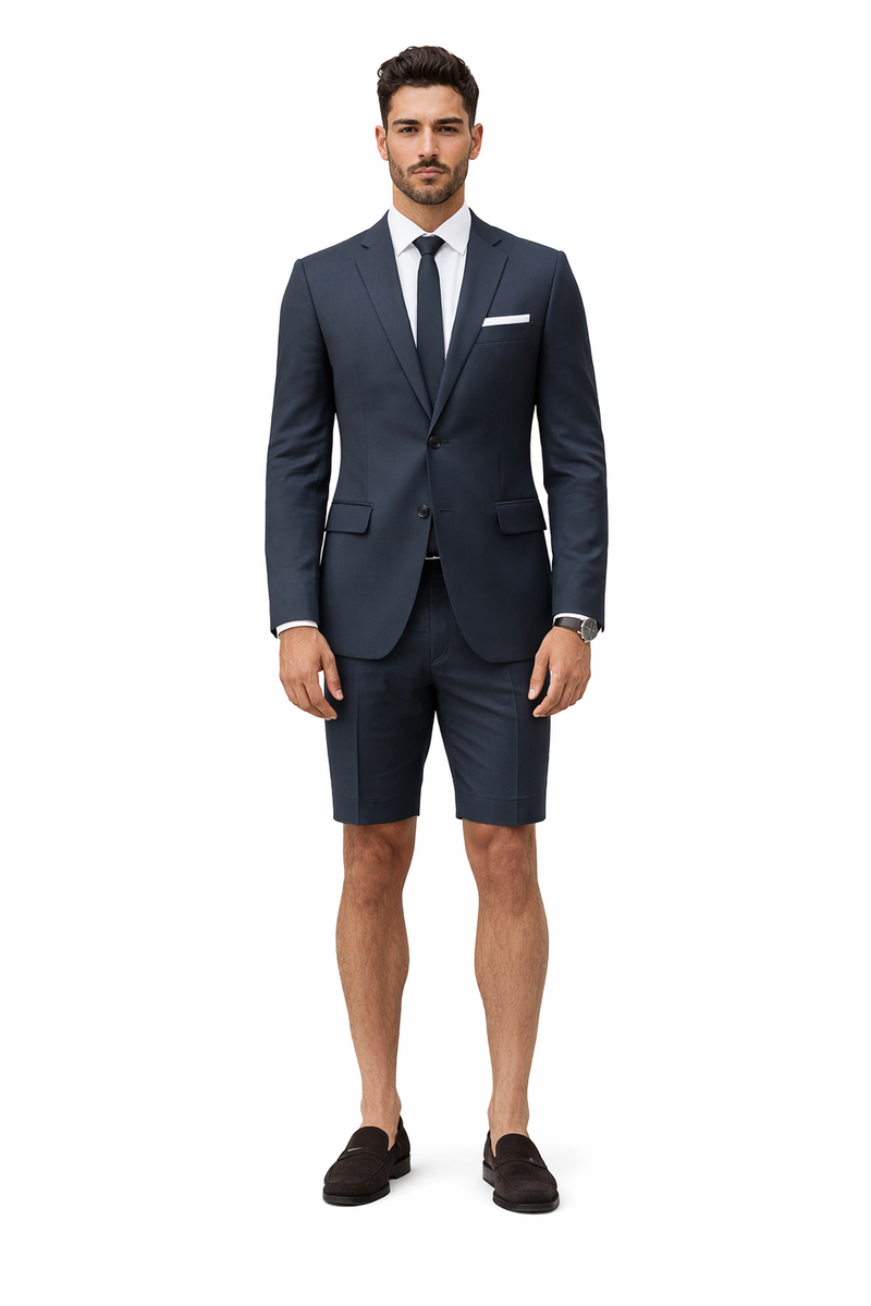 Cotton Fabric Charcoal Gray Suit - Mens Suits With Shorts - Summer