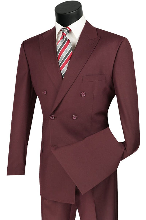  Double Breasted Suit in Burgundy