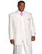 Mens Long Vested Fashion Tonal Herringbone Stripe Ivory cream Suit