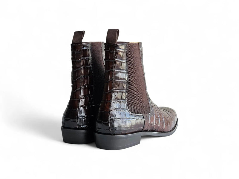 Carrucci Crocodile Embossed Leather Chelsea Boot