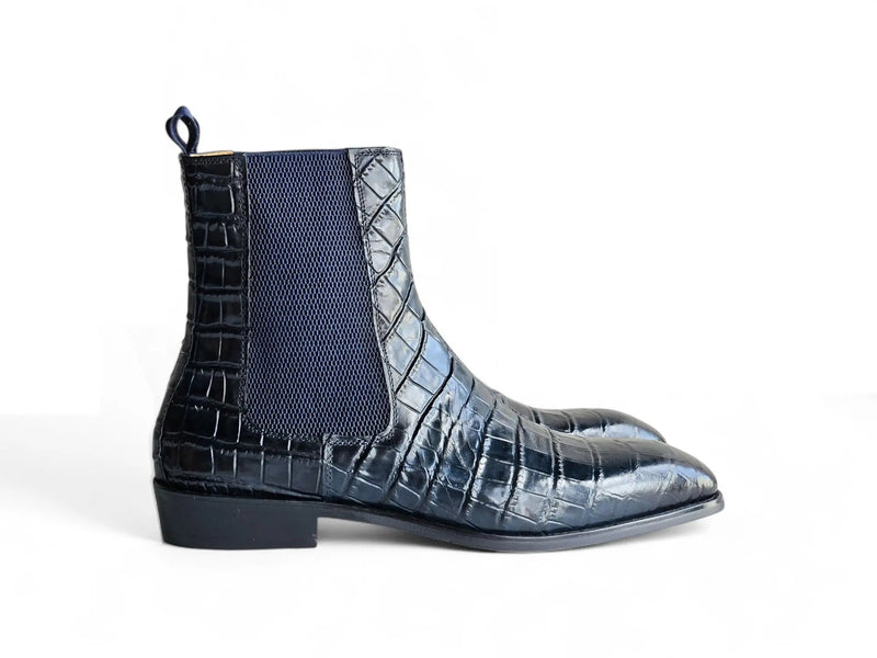 Carrucci Crocodile Embossed Leather Chelsea Boot