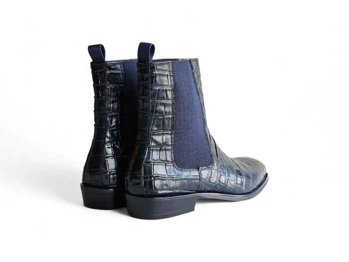 Carrucci Crocodile Embossed Leather Chelsea Boot