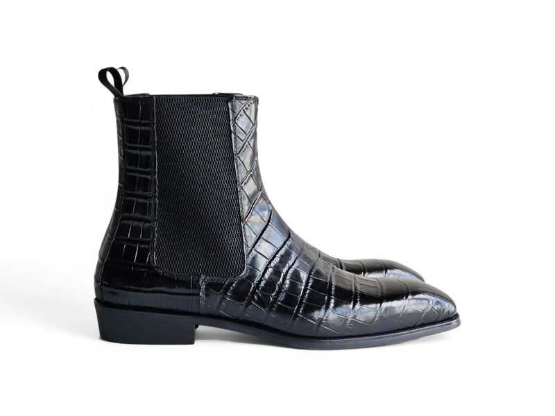 Carrucci Crocodile Embossed Leather Chelsea Boot
