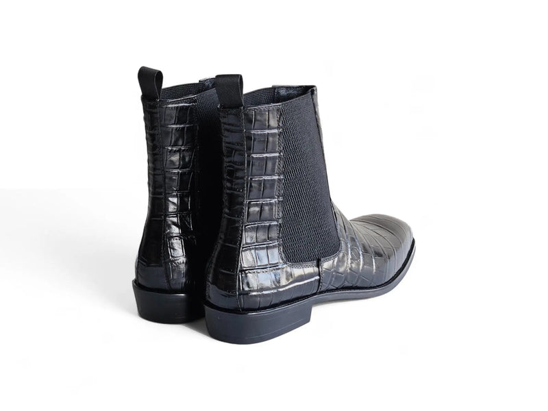 Carrucci Crocodile Embossed Leather Chelsea Boot