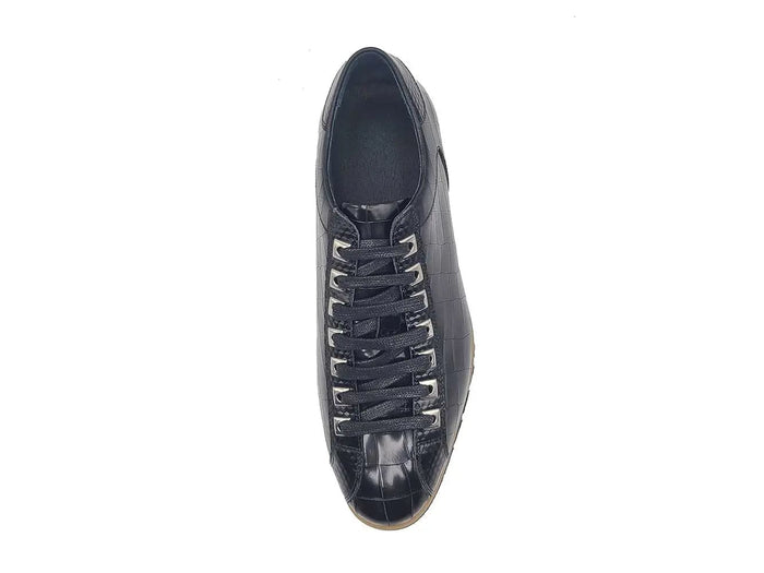 Carrucci Crocodile Embossed Leather Sneaker