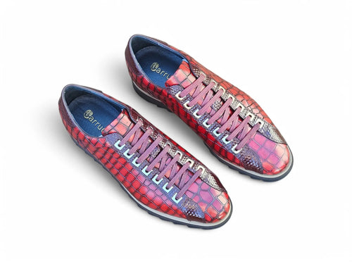 Crocodile-Embossed Leather Sneaker Carrucci