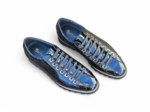 Crocodile-Embossed Leather Sneaker Carrucci