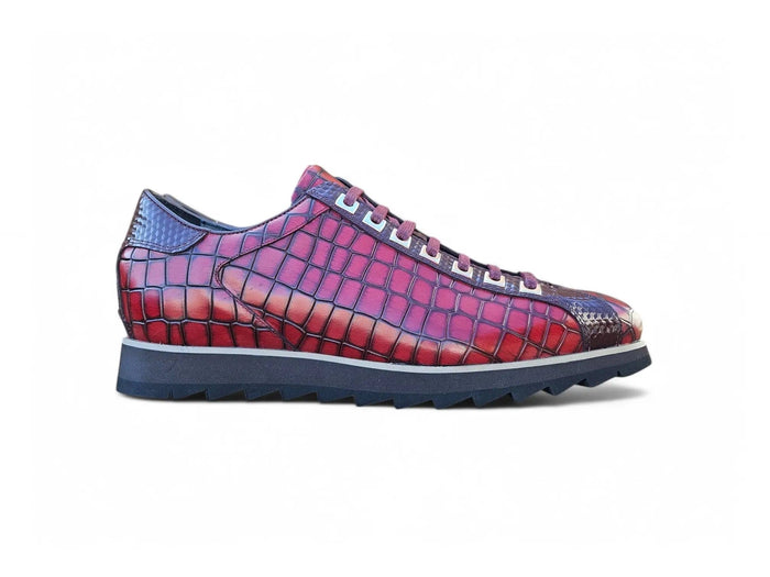 Carrucci Crocodile Embossed Leather Sneaker