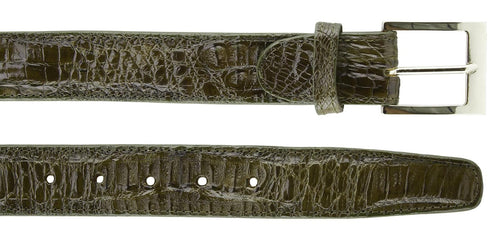 Belvedere Caiman Belt - Olive Genuine Crocodile Dress Shoe