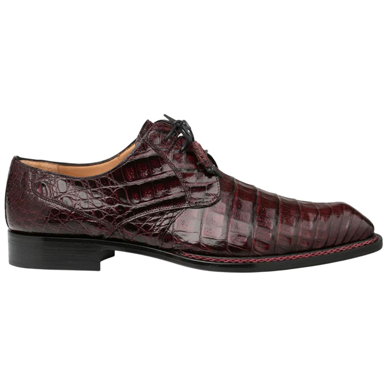 Men’s Cratos Burgundy Crocodile Derby Shoes by Mezlan – Exotic Leather Dress Shoes Made in Spain