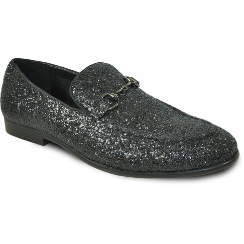 BLACK SEQUIN PROM TUXEDO LOAFER - MODERN MEN'S GLITTER FOOTWEAR