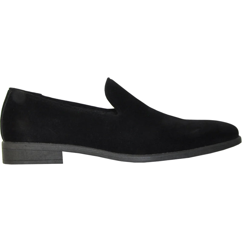 Bravo Mens Vegan Suede Wedding & Prom Slip On Loafer Dress Shoe in Black