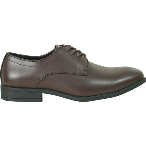 Mens Plain Round Toe Dress Oxford In Dark Brown