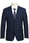 Mens Plaid Suit - Patterned Business Suit - Mens Slim Fit Two Button Stretch Suit In Dark Navy Windowpane Plaid